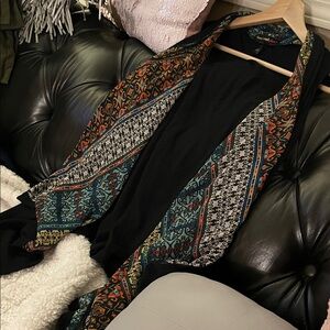 Heart soul plus~Multicolor Patterned open vest sleeveless~1X~stretch